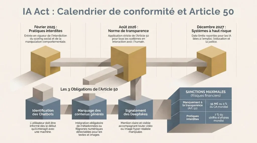 Schema du calendrier de conformité à l'AI ACT 2026