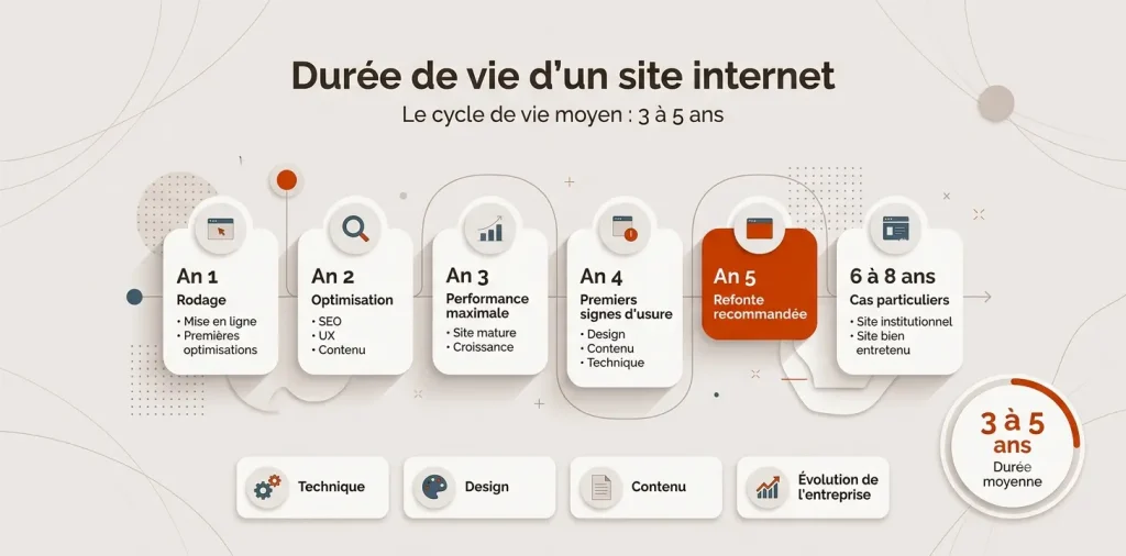 infographie pour la durée de vie d'un site internet