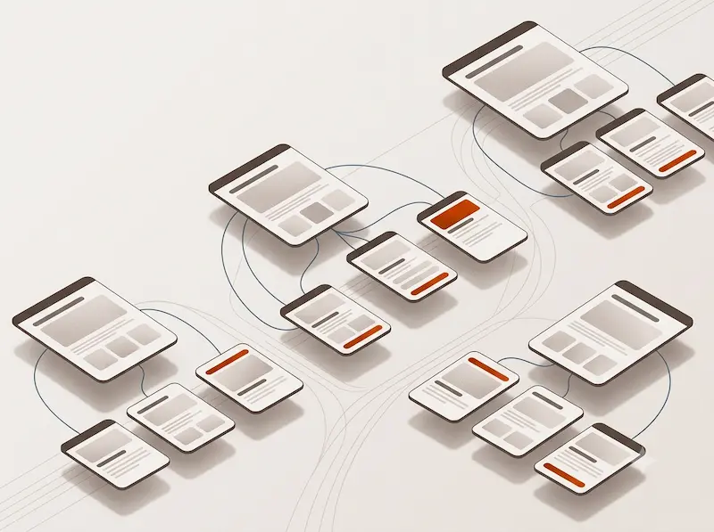 illustration silo seo ou cocon semantique. illustration de pages web liées entre elles
