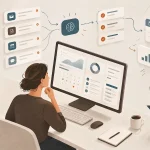 illustration dirigeante de TPE automatisant ses tâches avec l'IA pour automatisation IA TPE PME